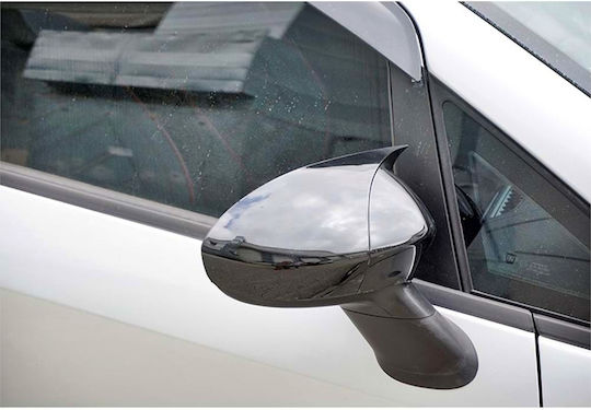 Set 2 Capace Oglindă Stil Batman Fiat 500 Punto Linea Punto Evo Culoare Negru Pian Negru Lucios Instalare Ușoară Rezistent la UV Material Premium