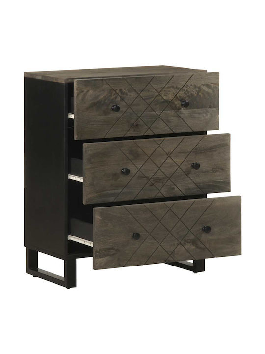 Bufet din Lemn Masiv și Metal Negri 60x33x75cm