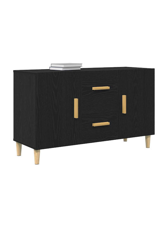 Wooden Sideboard with Drawers Black Oak 100x36x60cm