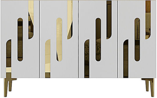 Буфет Дървен с Огледало Кафяв 120x32x75cm