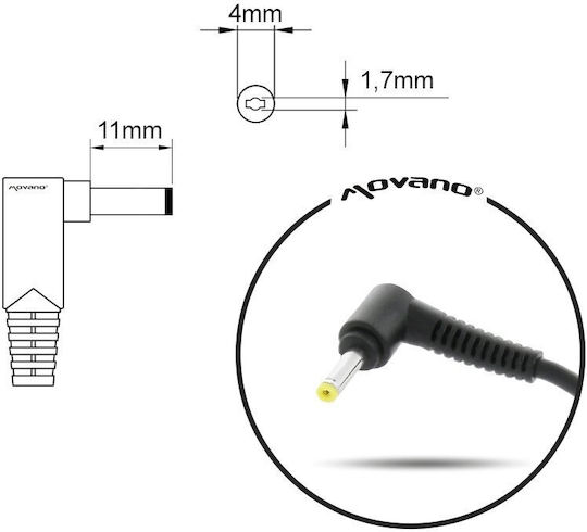 Mitsu Φορτιστής Laptop 65W 20V 3.25A για Lenovo με Αποσπώμενο Καλώδιο Τροφοδοσίας