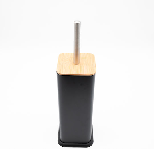 TnS Bamboo Cubic Set Perie și Coș de Baie din Bambus Soft Close 5l Negru