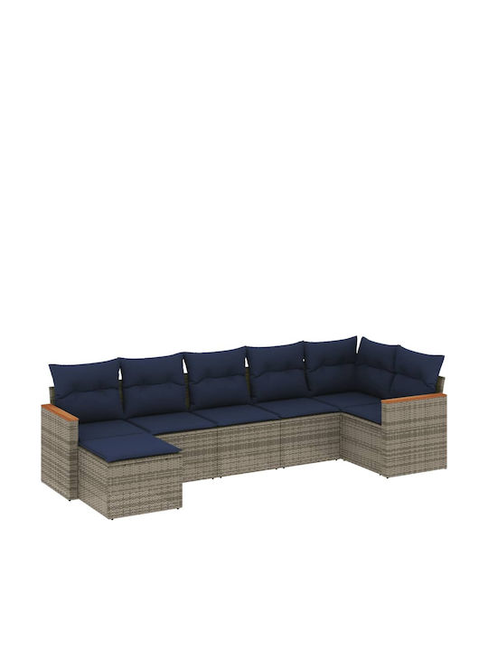 Ecksofa Outdoor Rattan mit Kissen 62x62x69cm