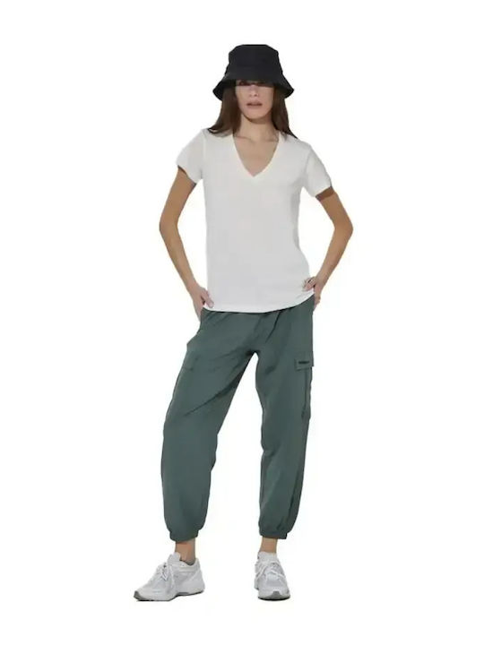 Pantaloni Cargo Din Țesătură Pentru Femei Cu Elastic Croială Lejeră Verzi