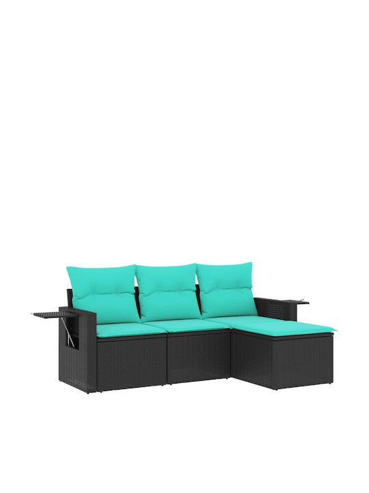 Corner Outdoor Sofa Rattan with Cushions 55x62x69cm
