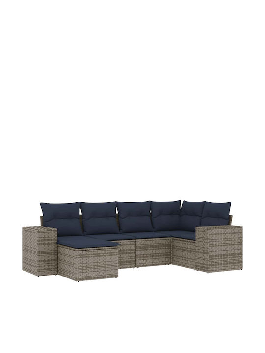 Canapea De Colț De Exterior Din Rattan Cu Perne 62x62x69cm