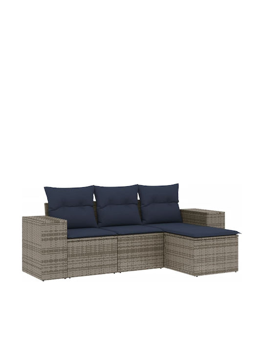 Outdoor Corner Rattan Sofa With Cushions 55x62x69cm