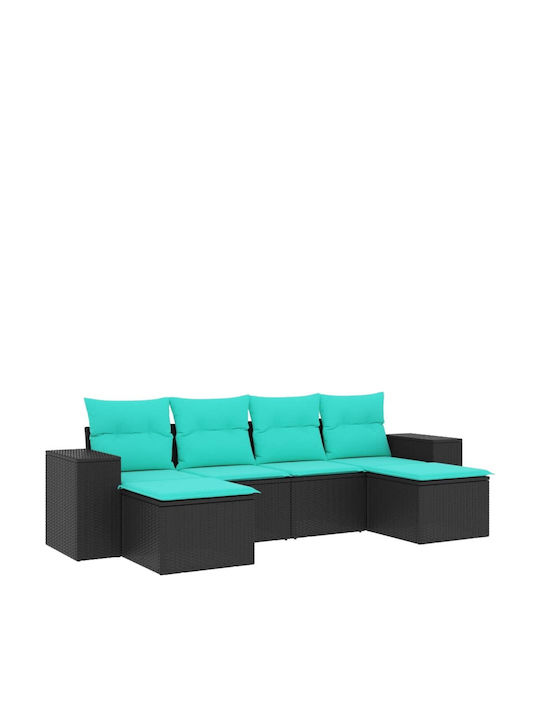 Canapea De Colț De Exterior Din Rattan Cu Perne 55x62x69cm