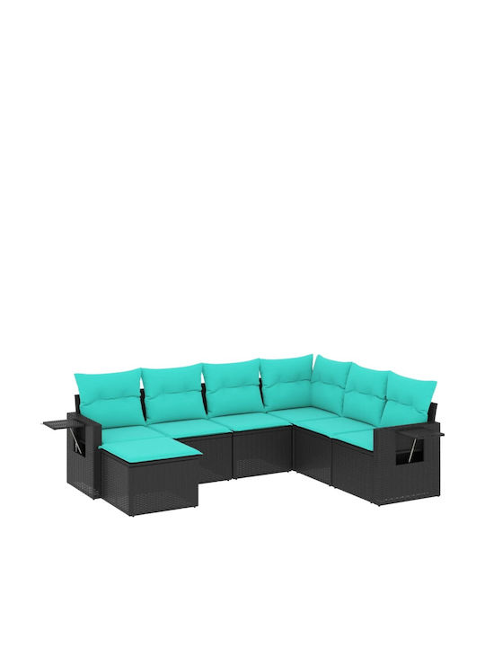 Canapea De Colț De Exterior Din Rattan Cu Perne 62x62x69cm
