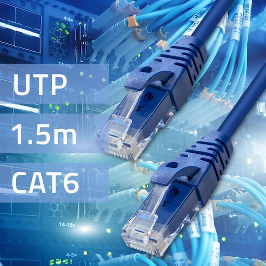 Qoltec U/UTP Кат.6 (Gigabit) Мрежов Кабел Ethernet 1.5м Син