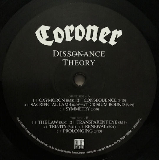 Coroner Dissonance Theory Vinyl