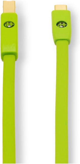Oyaide d+ Flat USB 2.0 Cable USB-C male - USB-B Πράσινο 2m