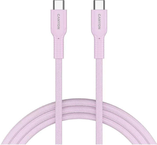 Canyon Плетен USB 2.0 Кабел USB-C Мъжки - USB-C / USB-A 60W Розов 1м CND-CCAP60AB10PK