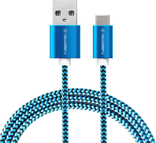GoGEN Braided USB 2.0 Cable USB-C Male - USB-A Blue 1m