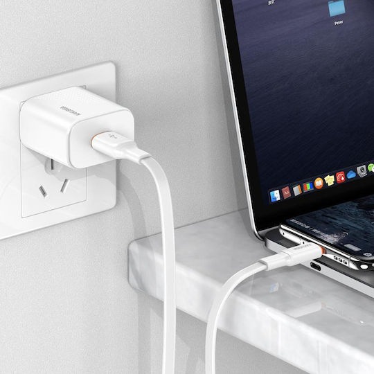 Kakusiga Flat USB 2.0 Cablu USB-C bărbătesc - USB-A Alb 1m (KSC-999-C-WH)
