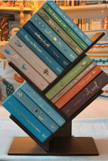 Stewehome Geometric Desktop Wooden Bookshelf Modern Design Brown 30x16x42 Cm