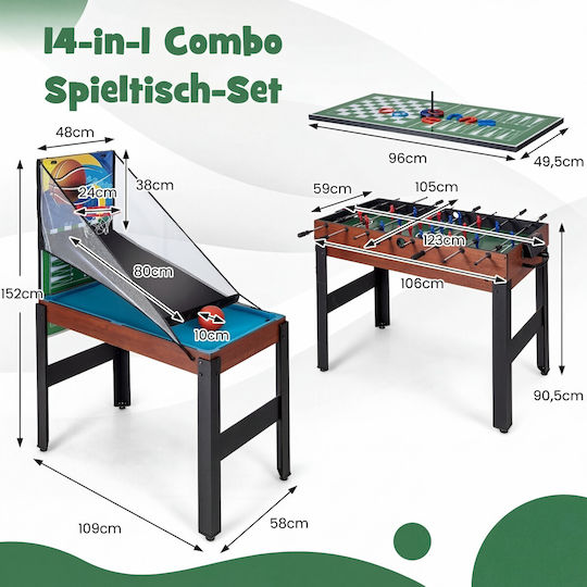 Costway Επιδαπέδιο Air Hockey Πολλαπλών Παιχνιδιών Ξύλινο