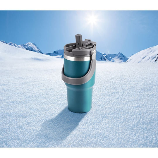 Relags Ποτήρι Θερμός Ανοξείδωτο 600ml Ocean Blue με Καλαμάκι