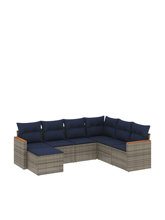 Canapea De Colț De Exterior Din Rattan Cu Perne 62x62x69cm