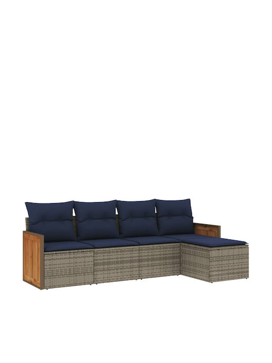 Outdoor Corner Sofa Rattan with Cushions 55x62x69cm