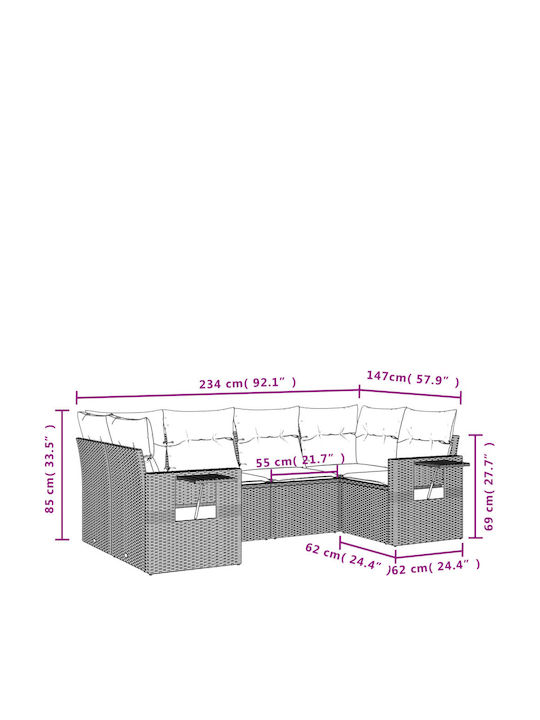 Canapea De Colț Pentru Exterior Din Rattan Cu Perne 62x62x69cm