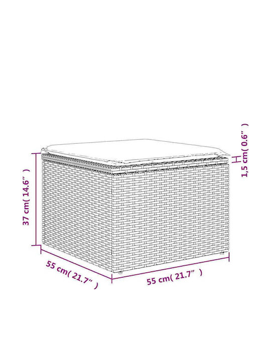 Ecksofa Outdoor Rattan mit Kissen 55x62x69cm