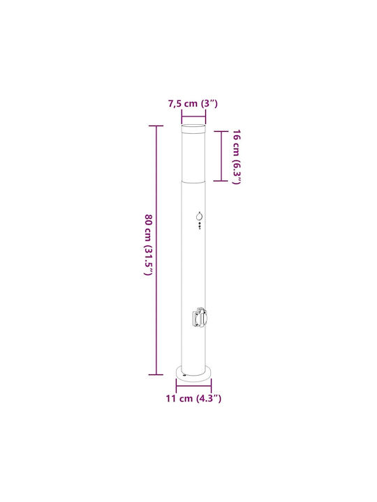 vidaXL Φωτιστικό Κολωνάκι Εξωτερικού Χώρου 40W IP44 για Ντουί E27 Ασημί