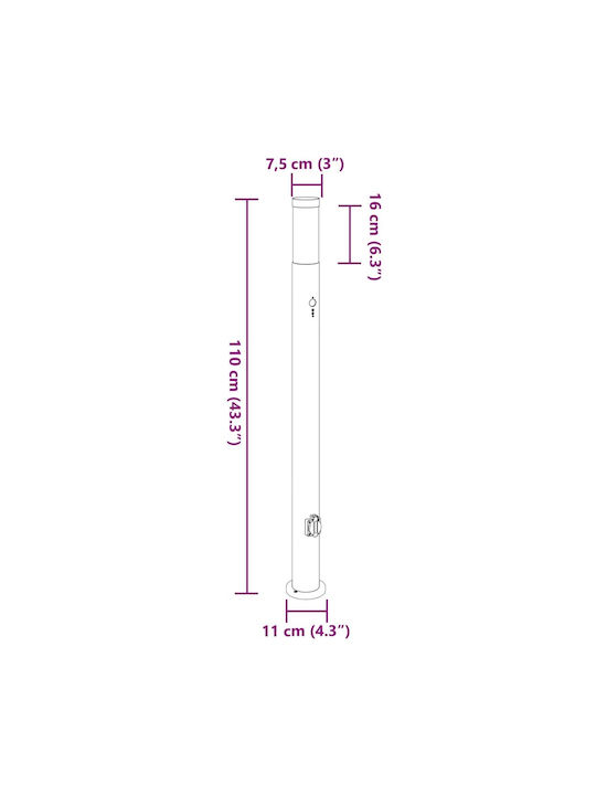 vidaXL Outdoor Small Post Floor Lamp 40W IP44 for E27 Bulb Silver