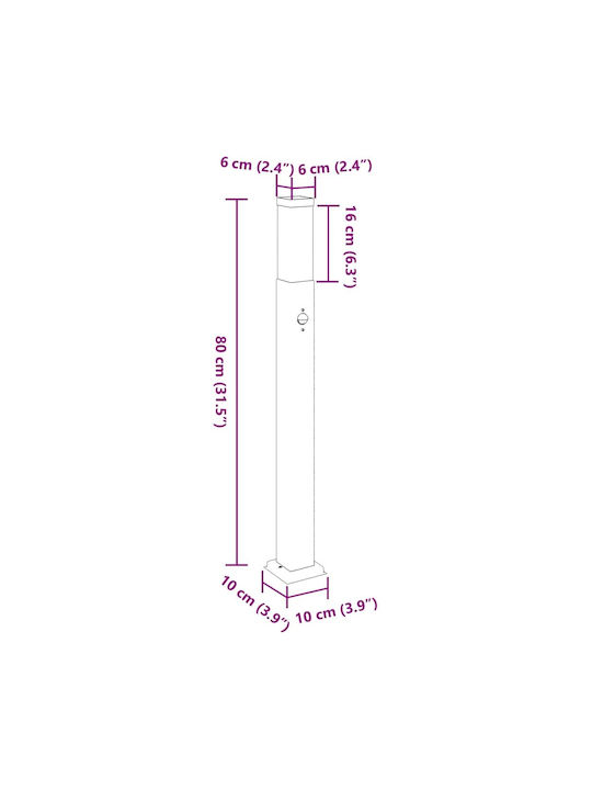 vidaXL Outdoor Small Post Floor Lamp 40W IP44 for E27 Bulb Silver