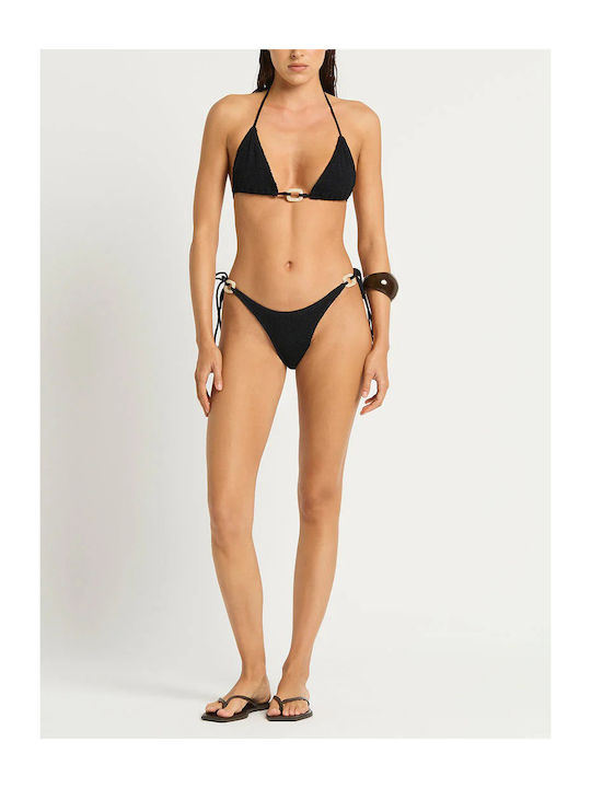 Bikini Slip με Κορδονάκια Μαυρο