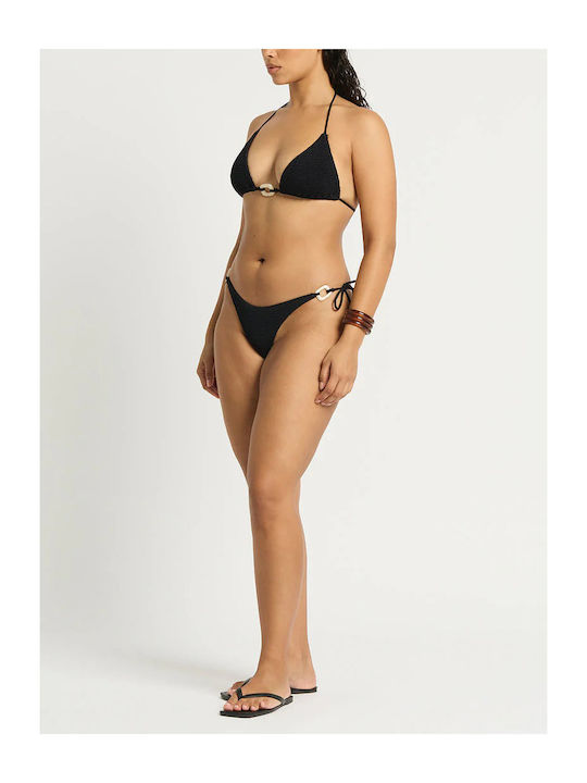 Bikini Slip με Κορδονάκια Μαυρο