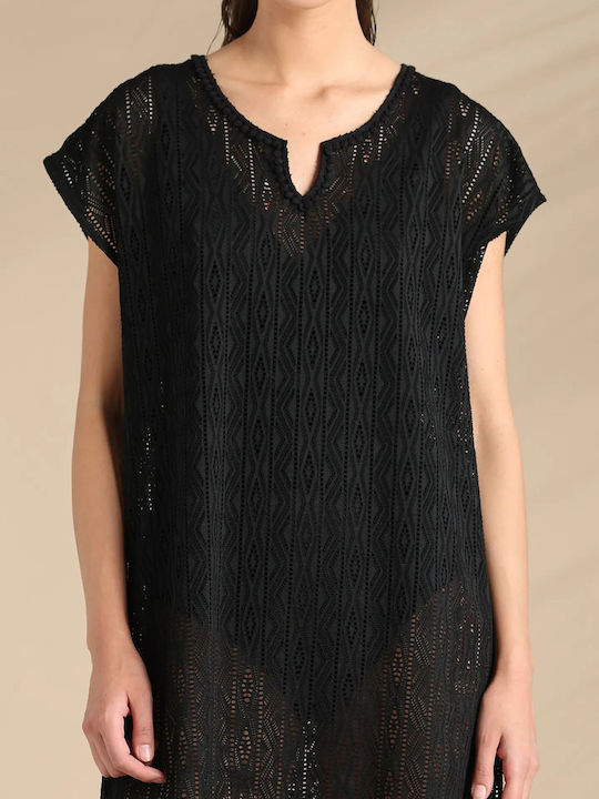 Noidinotte Women's Mini Black Beach Dress