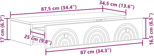 Metal Console White L87.5xW34.5xH17cm