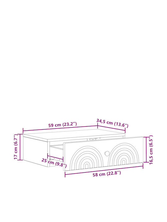 Metal Console White L59xW34.5xH17cm