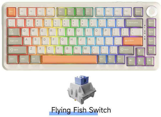Ajazz AK820 Max Plus Gaming Mechanical Keyboard Tenkeyless with Mailard switches and RGB lighting (English US) Grayish Orange