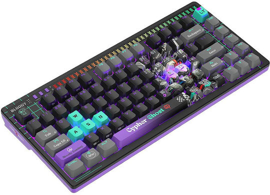A4Tech Bloody A75 Cypher Ghost Gaming Tastatură Mecanică 75% cu Comutatoare Alpha Optical și Taste Iluminate (Engleză SUA) Multicolor