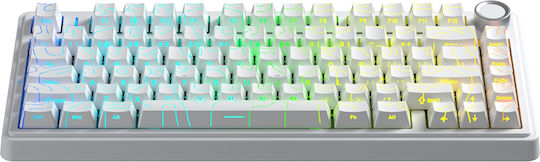 Aula F75HE Ασύρματο Gaming Πληκτρολόγιο 75% με Magnetic διακόπτες και RGB φωτισμό (Αγγλικό US) Λευκό