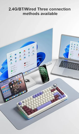 Aula AU75 Ασύρματο Gaming Πληκτρολόγιο 75% με RGB φωτισμό (Αγγλικό US) Turmeric Yellow