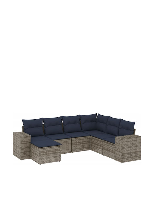 Corner Outdoor Sofa Rattan with Cushions 55x55x69cm