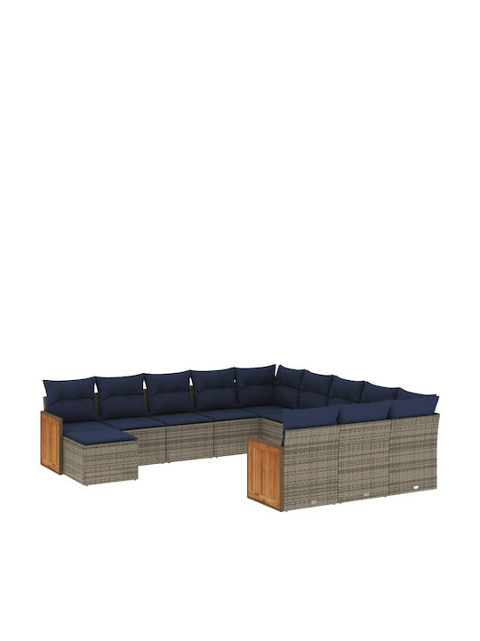 Ecksofa Outdoor Rattan mit Kissen 55x62x69cm