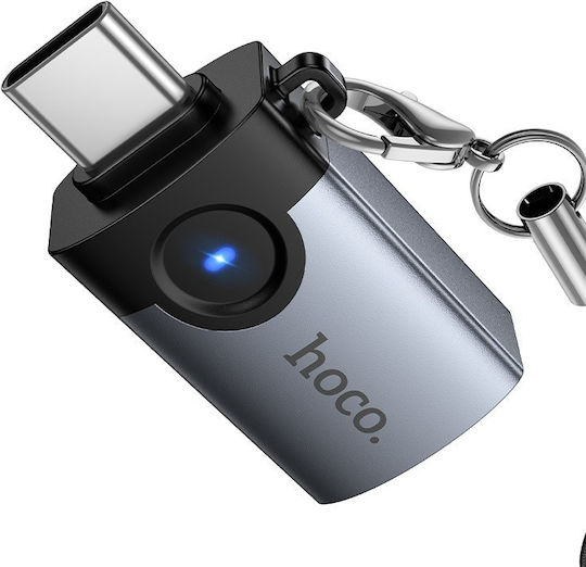 Hoco Converter USB-C Male to USB-A Female Gray 1 Piece
