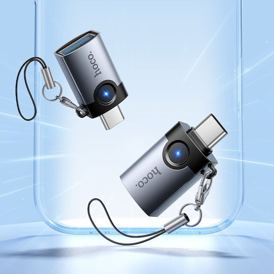 Hoco Converter USB-C Male to USB-A Female Gray 1 Piece