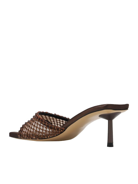Mules With High Heel In Brown Colour