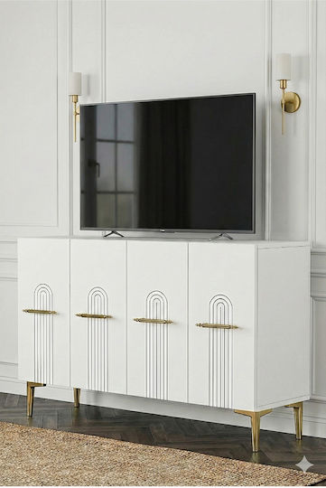 Sideboard Holz Weiß 120x32x75cm