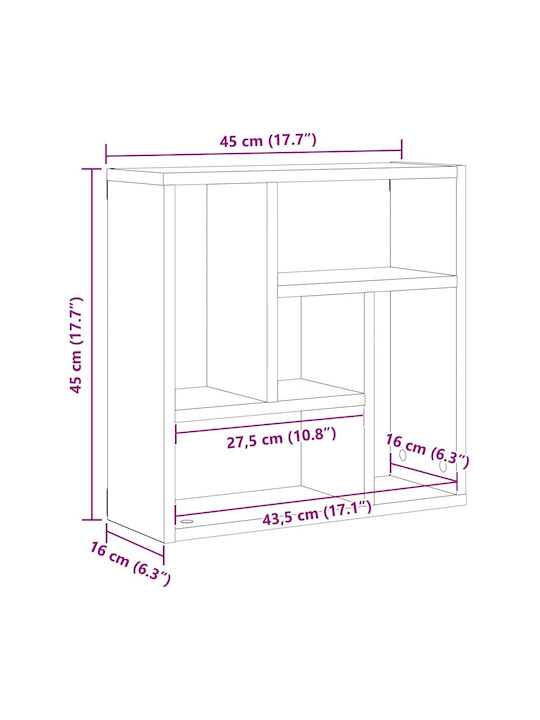 Ράφι Τοίχου Black Oak 45x16x45εκ.