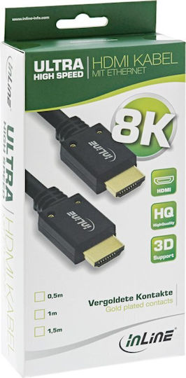 InLine HDMI 2.1 Ultra High Speed 48Gbps 4K 120Hz HDR VRR Cable HDMI Male - HDMI Male 1m Black
