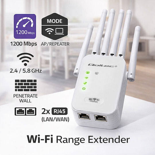Qoltec 57068 Access Point Wi‑Fi 5 Dual Band (2.4 & 5GHz) Single Kit