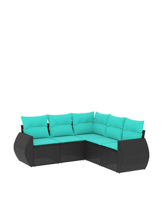 Outdoor Corner Rattan Sofa with Cushions 62x62x69cm