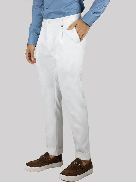 Elastic Trousers in Regular Fit White