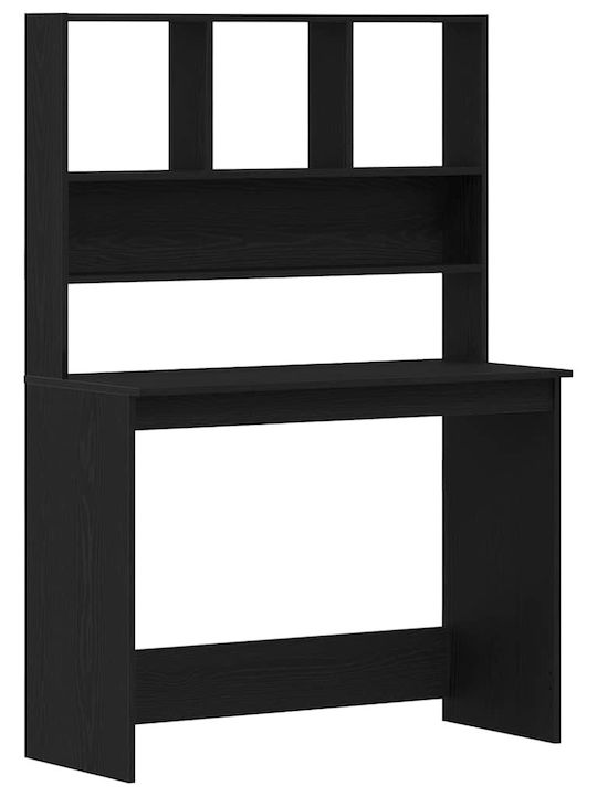 Wooden Desk with Bookcase Black Oak 102x45x148 cm